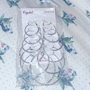 New multi pack hoop set in silver 12 pairs